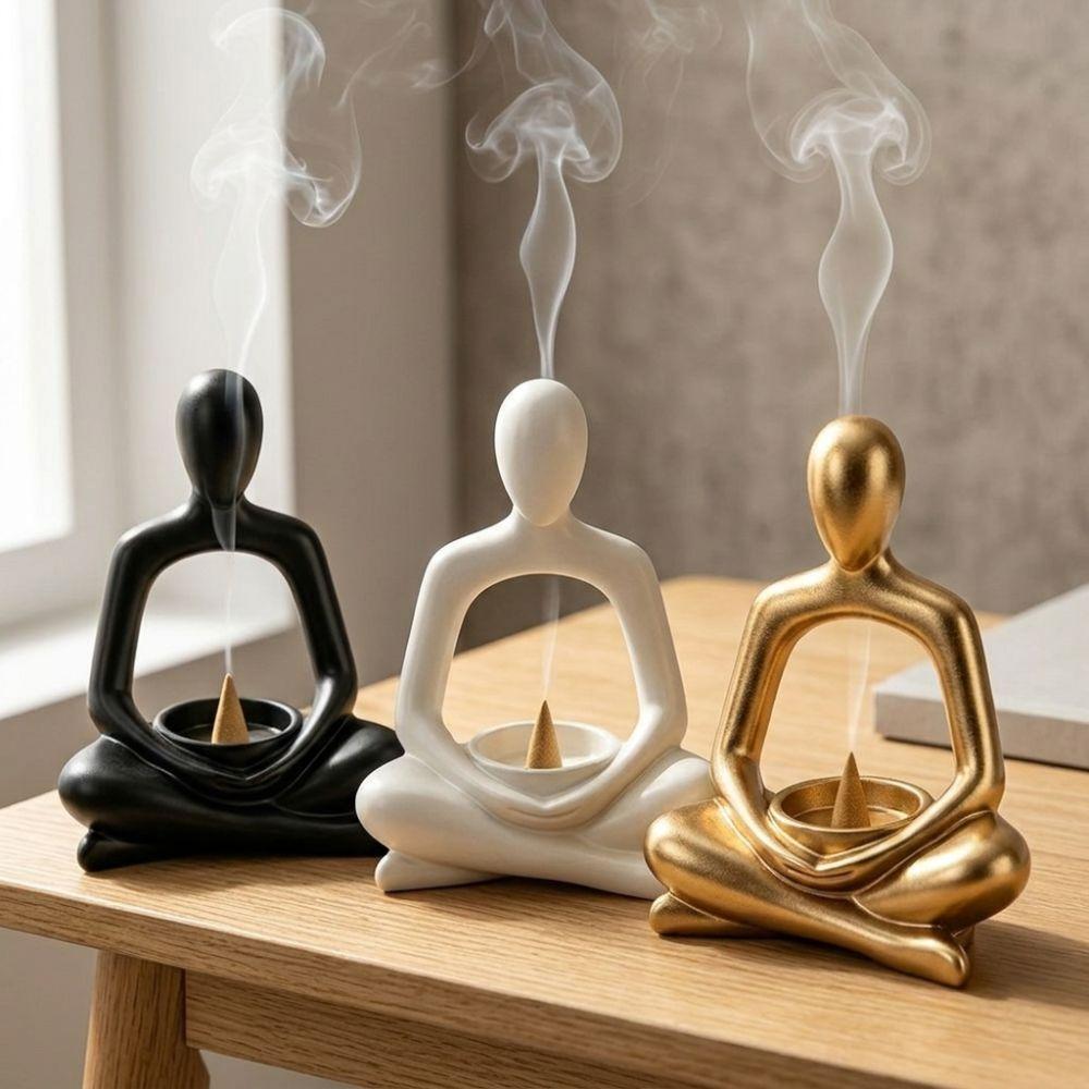 Zen Chinese Style Yoga Statue Incense Holder 3D Printed Sculpture Candle Holder Living Room