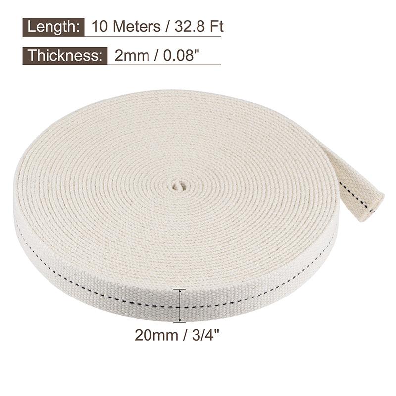 Uxcell 10 метров Фитиль для керосиновой лампы Плетеный хлопковый Фитиль для масляной лампы Сердцевина фитиля Плоский хлопковый Для освещения масляной лампой Изготовление фонарей