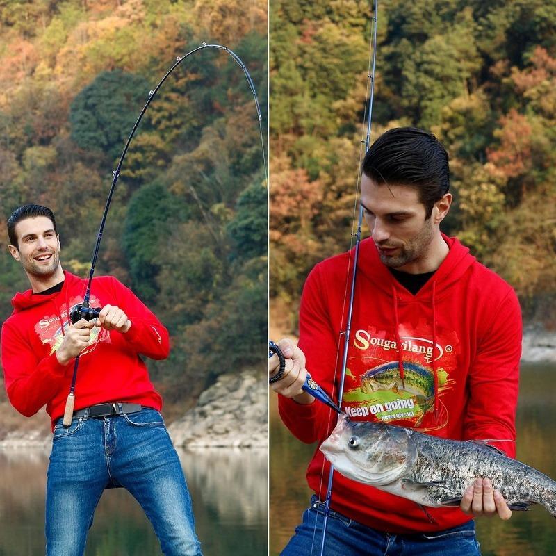 Кастинговая/спиннинговая удочка 2,1 м из углеродного волокна, 4 секции M Power Bass, форель, лосось, удочка