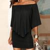 Women Off Shoulder Loose Dress Summer Short Sleeve Tassel Package Hip Short Skirt