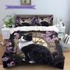 Beautiful Cow Cat Pattern Bedding Home Decoration Birthday Gift (1 * duvet cover + 2 * pillowcase, without core)