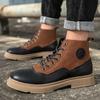 Tooling Boots Men's Autumn New Leather Casual Versatile Martin Boots Outdoor High-top Retro Style Thick-soled Men's Boots