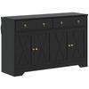 Buffet Meuble De Rangement Armoire De Cuisine Style Rural 2 Tiroirs Et 2 Placards Etagères À Hauteurs Reglables Noir