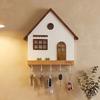 Wooden Wall Mount Key Holder 5-Hook Design House Shape Decorative Hooks Rustic Multi-Purpose Key Rack Bedroom Decorative Shelf