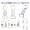 1PC Blanks Silver Plated Keychains Photo Frame Metal Heart/Round/Square Sublimation Key Rings Bottle Opener