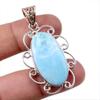 Natural Republic Larimar Gemstone 925 Solid Sterling Silver Pendant 1.75" D1T59
