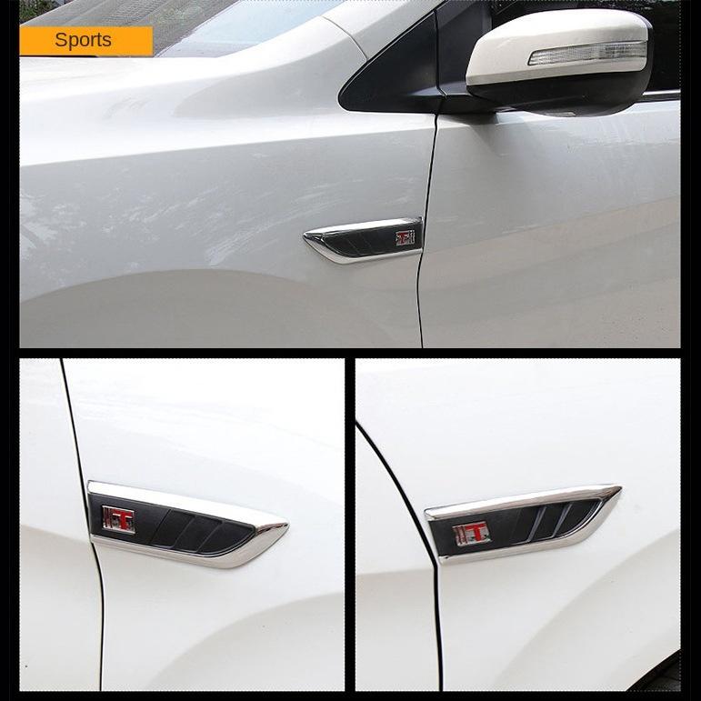 2pcs/lot 3D Sticker Car Hood Chrome Grille Shark Gill Simulation Air Flow Vent Auto Exterior Decoration Chrome Styling Stickers