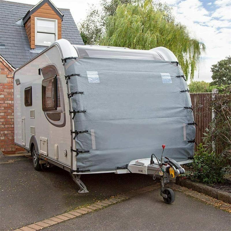 1Set Universal Caravan Front Towing Cover Protector + 2 LED Light Guard Shield Grey RV Parts & Accessories