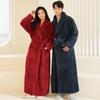 Men's Coral Fleece Nightgown - Warm Plush Bathrobe for Autumn/Winter, Plus Size and Unisex.