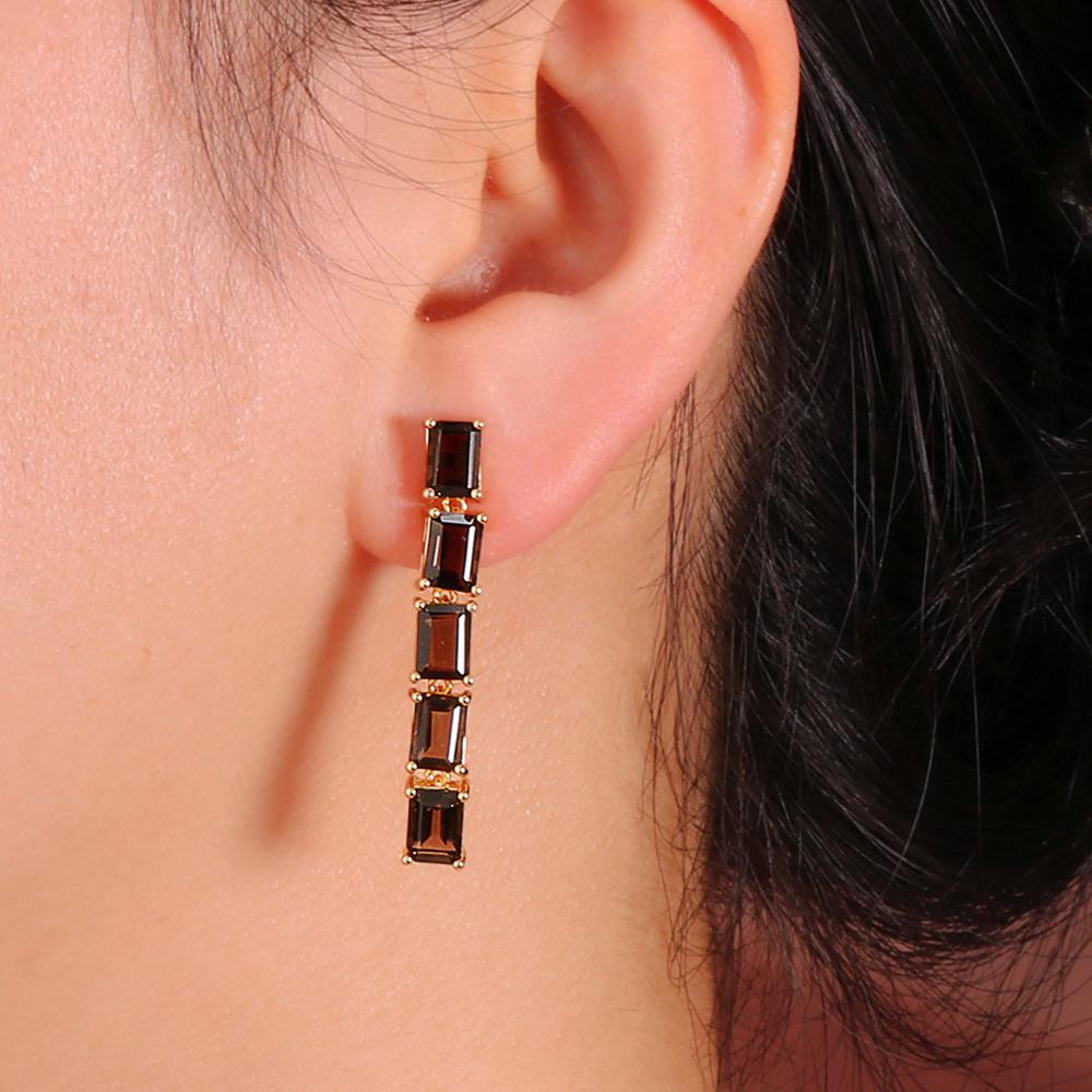 Роскошные серебряные серьги в нежном стиле с дымчатым кварцем и натуральными драгоценными камнями, модные элегантные модные элегантные серьги для женщин и девочек, одежда для банкетов и вечеринок