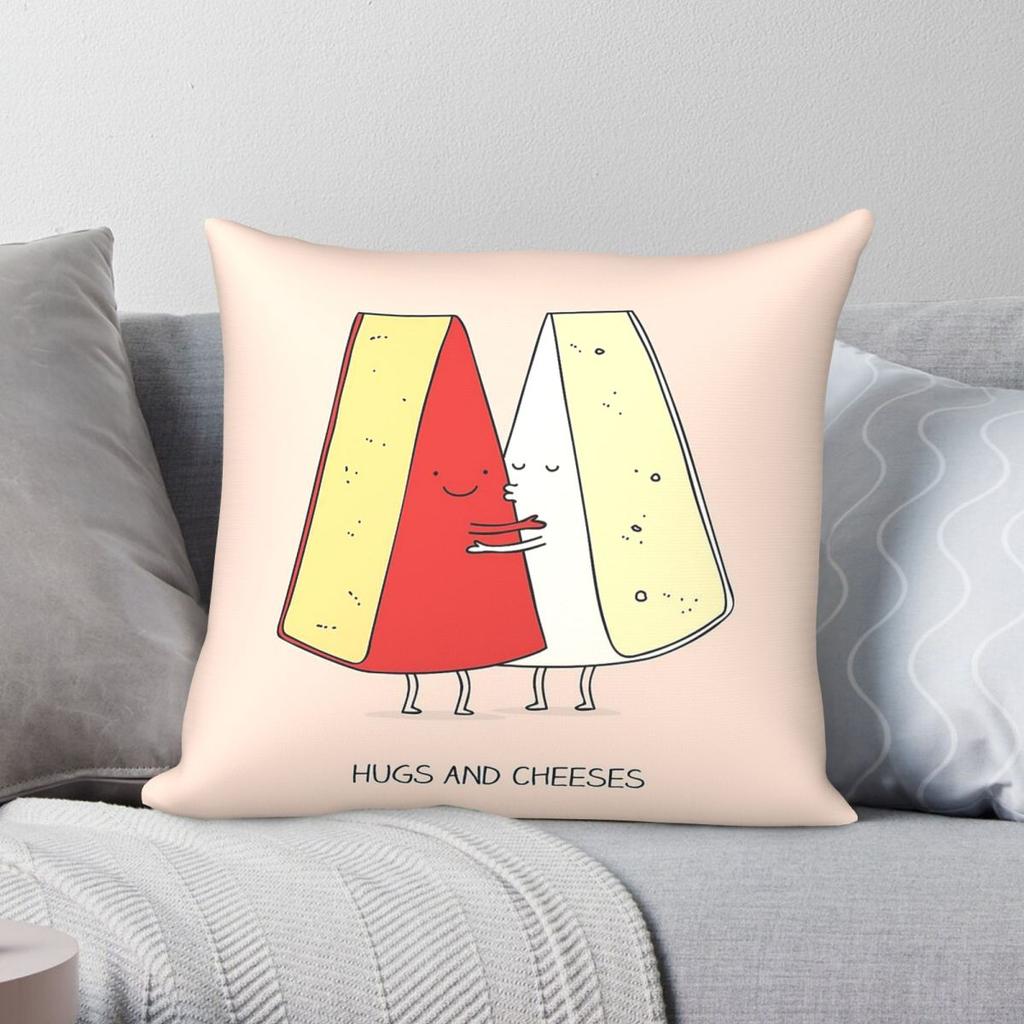 Hugs And Cheeses Gouda Square Pillowcase Polyester Linen Velvet Pattern Zip Decor Throw Pillow Case Car Cushion Cover