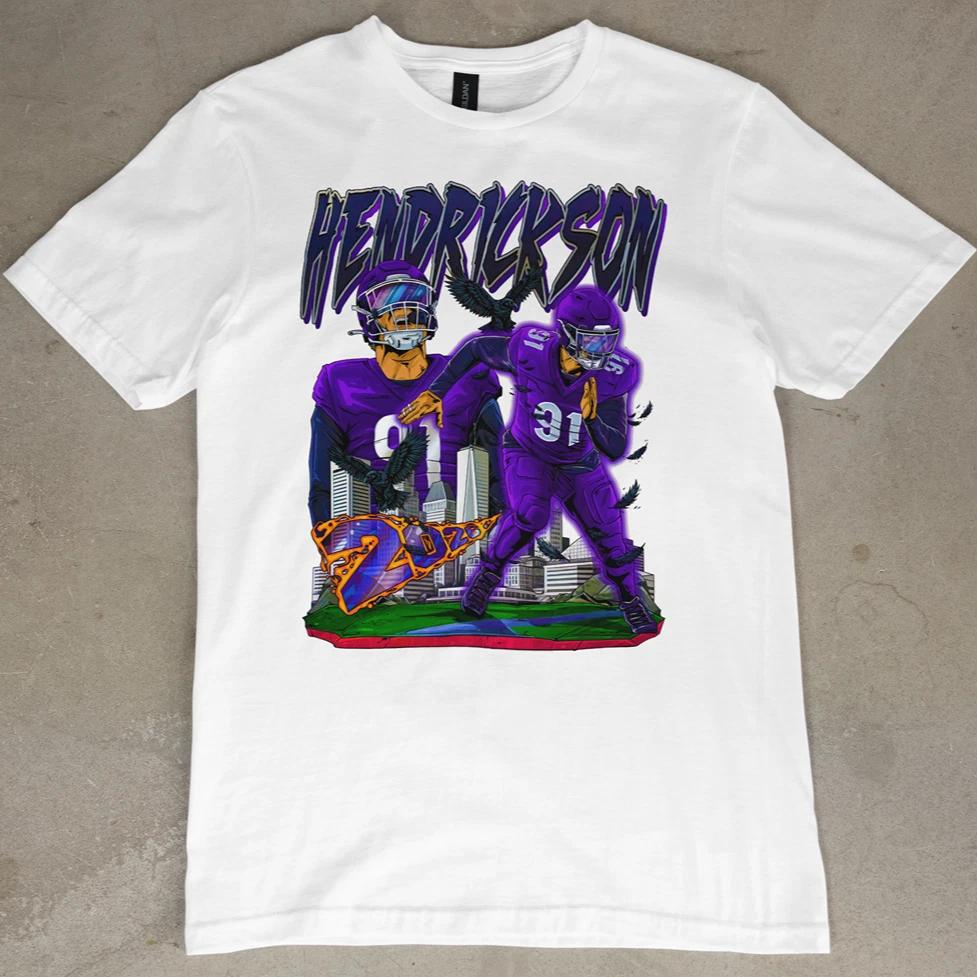Trey Hendrickson Graphic Tee Shirt Football Jersey T-Shirt Baltimore Ravens NEW