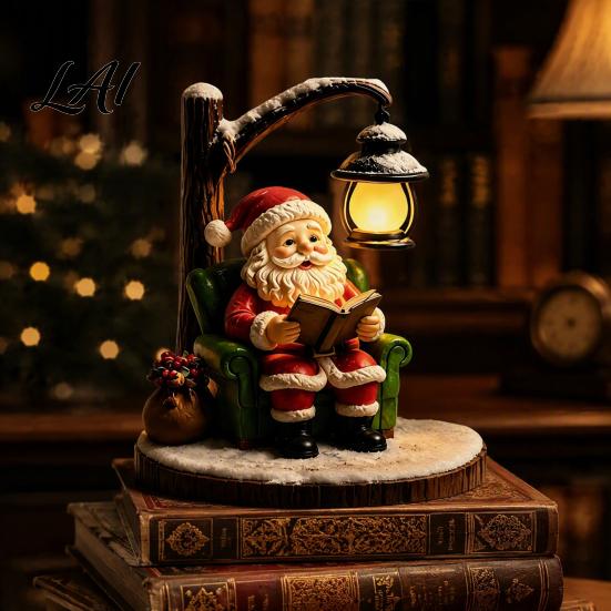 Led Night Light for Bedroom Christmas Santa Claus Reading Lantern Snowman Elk LED with Warm Modern Home Decor Patio Glow USB Resin Tabletop