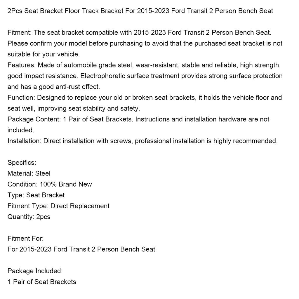 2 шт. Кронштейн сиденья Напольный кронштейн-направляющая для Ford Transit 2015-2023 гг. Двухместное скамеечное сиденье