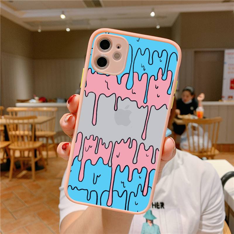 Melted Colorful Painting Phone Case for iPhone X XR XS 7 8 Plus 11 12 13 pro MAX 13mini Translucent Matte Case