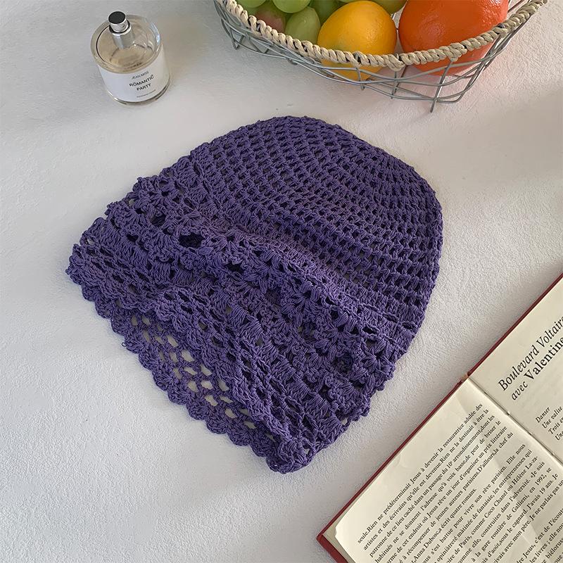 Новая Универсальная Шапка Ажурная Холодная Шапка Ручной Вязки Головная Шапка Женская Весенняя Тонкая Шапка-Бини Шапка-Пуловер