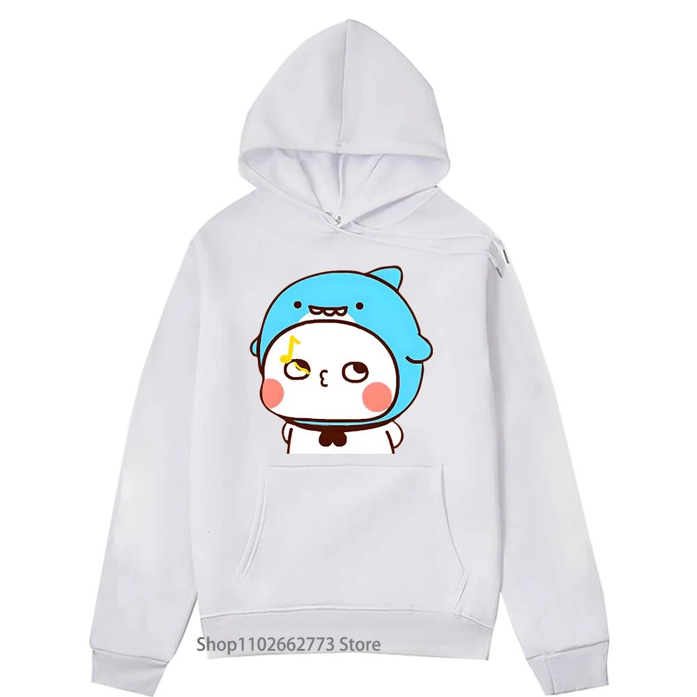 Милый акуленок Бубу насвистывает Толстовки Графическая одежда с пандой Женская Мужская Каваи Милая Толстовка Весна Судадера