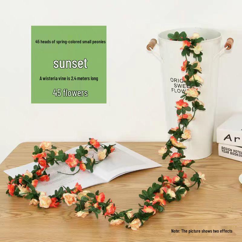 Искусственная розовая лоза для декора труб кондиционера и лестницы