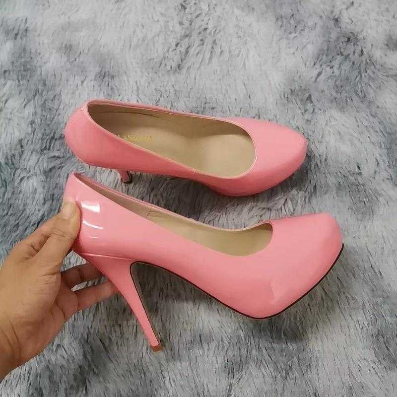 Новые женские туфли-лодочки осенние туфли с круглым носком на высоком каблуке модные сексуальные туфли на каблуке 12 см на банкетной платформе туфли-шпильки свадебные туфли для выпускного вечера больших размеров