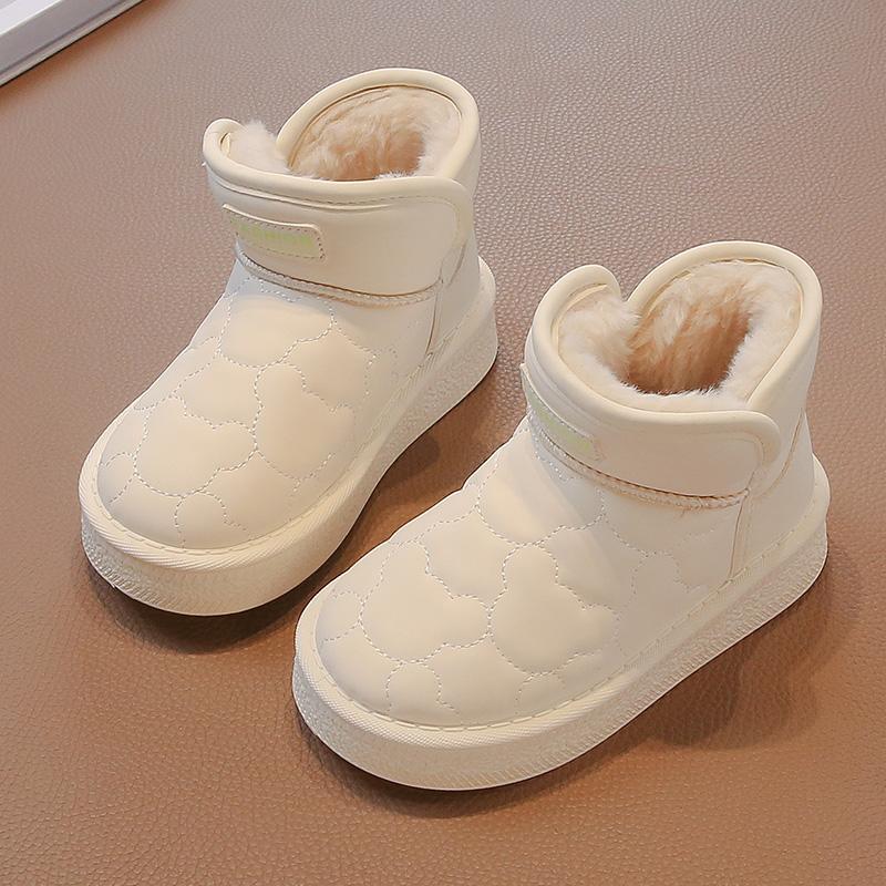 Kids Winter Shoes For Girl Solid Color Toddlers Snowboard Boots Thickened Warm Plush Kids Causal Ankle Snow Boots
