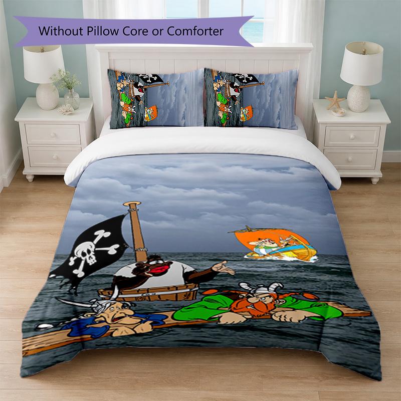 Asterix & Obelix Print 3Pcs Duvet Cover Set 1 Duvet Cover and 2 Pillowcases Soft Bed Linen For Household Bedroom
