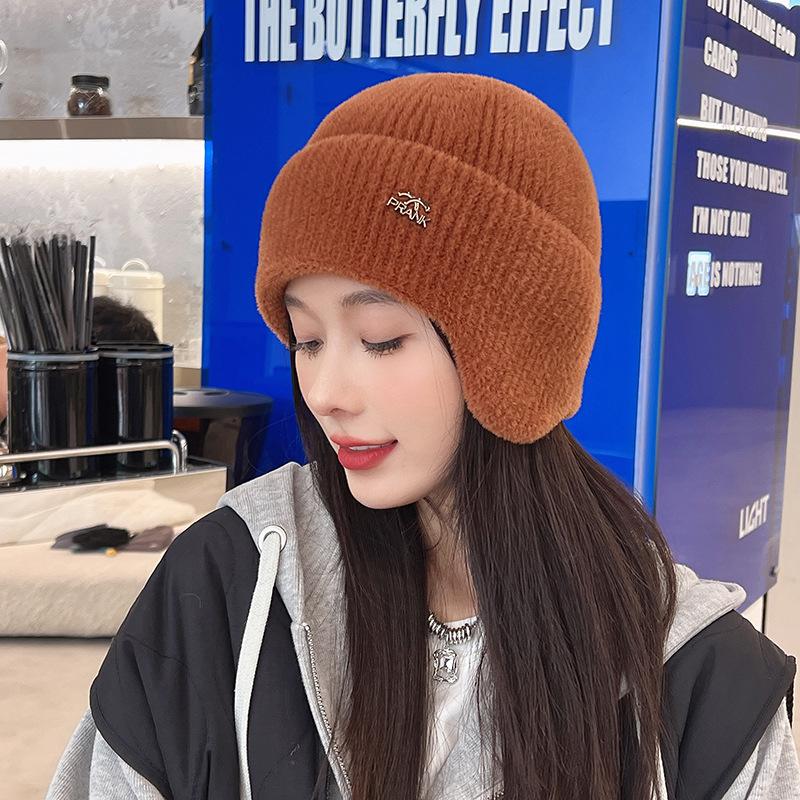 2025 Новая женская мягкая зимняя шапка уличная теплая шапка с искусственным мехом в виде конского хвоста модная декоративная шапка-бини для женщин повседневная вязаная шапка-ушанка