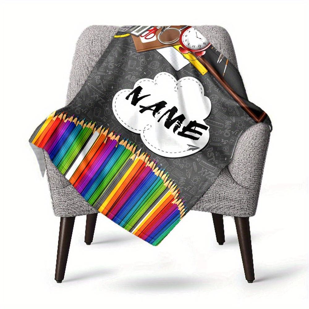 School Supplies Theme Home Customized Blankets Soft Cozy Lightweight Multipurpose Blanket For Picnic Sofa Office Bed Living Room Suitable As Gift For
