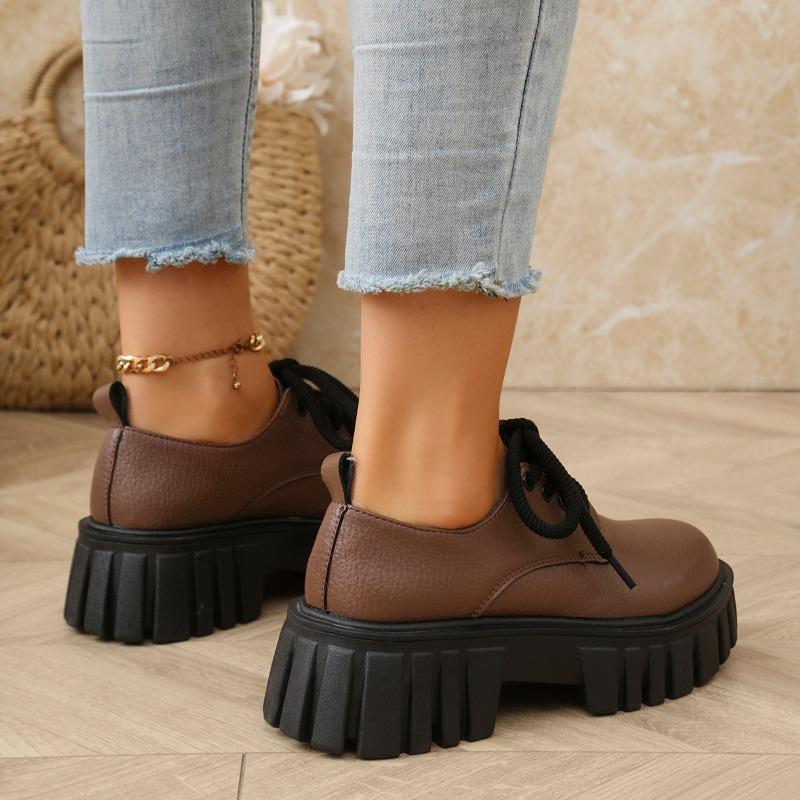 Женские туфли на толстом каблуке Весна Новые с круглым носком с глубоким вырезом с ремешком спереди на толстой подошве Противоскользящие Износостойкие Туфли с низким верхом