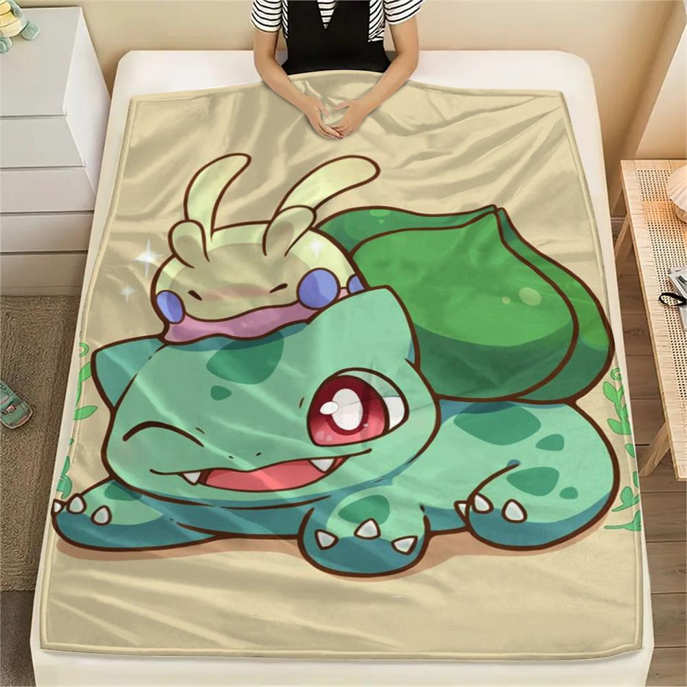 Bulbasaur Cozy Flannel Blanket Print Ideal for Bedroom Living Room and Travel.-TING