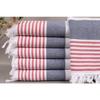 Navy-Red Cotton Beach Towel Peshtemal 90x170 Cm, with a Towel-like Back.