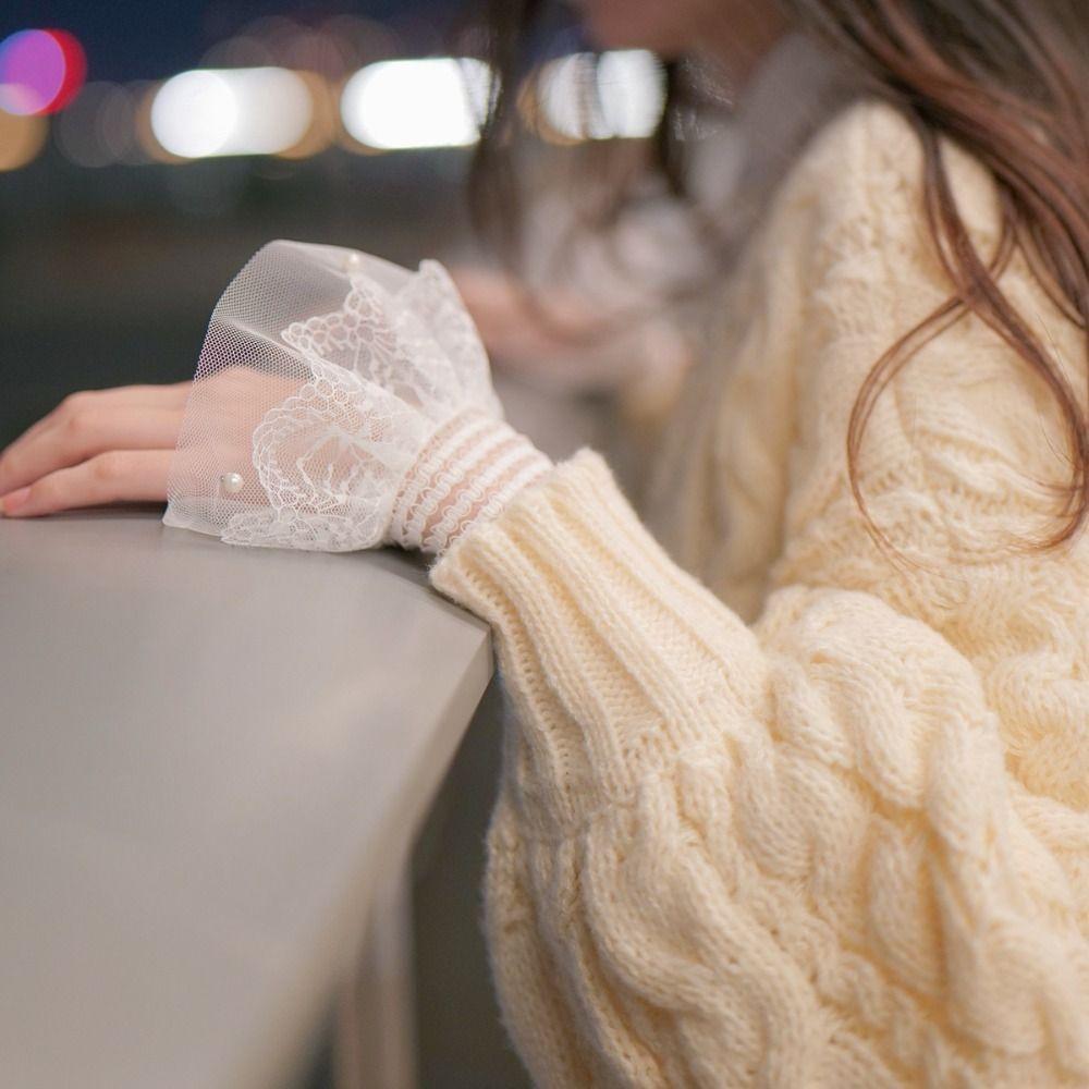 Кружевные съемные манжеты на рукавах, имитация манжет, кружевные манжеты, весна-осень