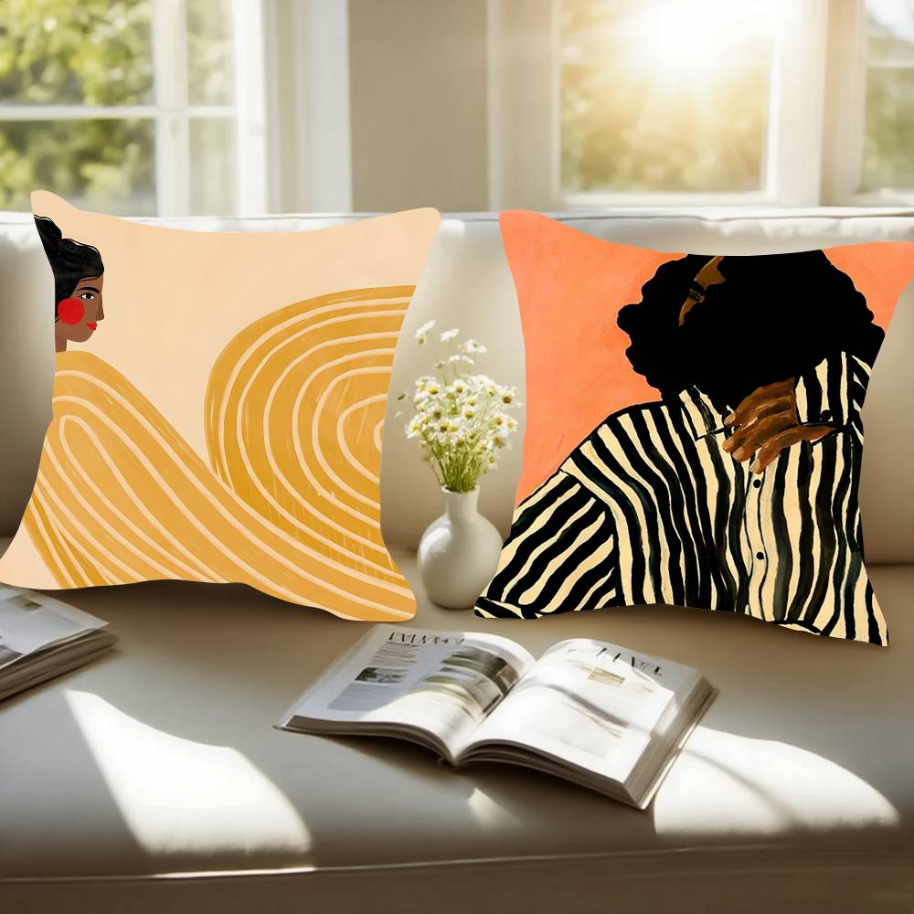 Абстрактные Линии Фигуры Девушка София Наволочка с Принтом Наволочка для Гостиной Дивана Наволочка для Подушки и Декор для Спальни