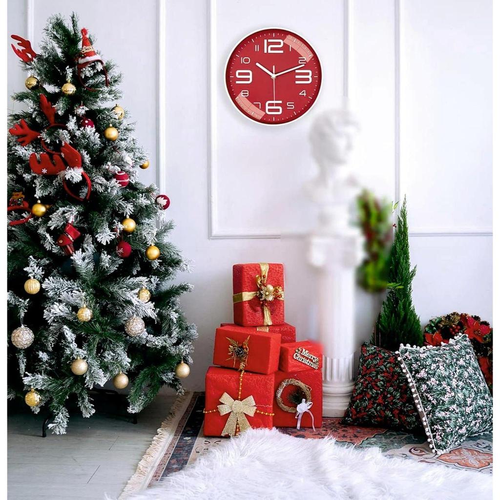 Настенные часы 12" Бесшумные Кварцевые Декоративные Новейшие Настенные часы Бесшумные Классические часы Работающие от батарейки Круглые Легко читаемые для комнаты/дома