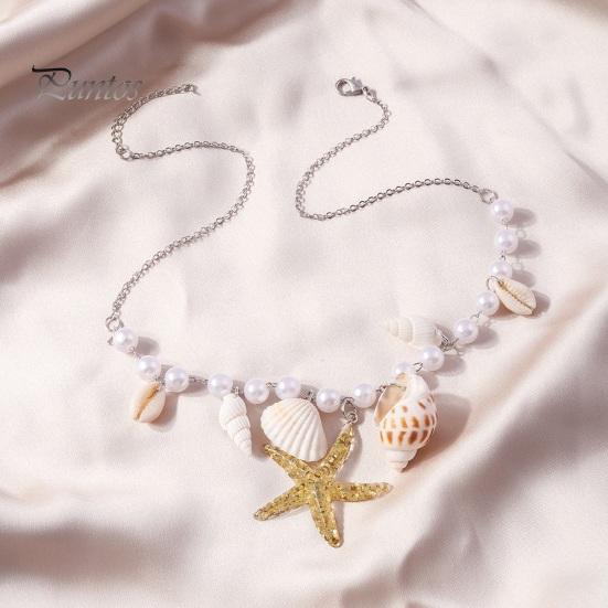 Ожерелье в виде морской звезды, потрясающее ожерелье из искусственного жемчуга, универсальные пляжные украшения, модное минималистичное ожерелье тонкой работы