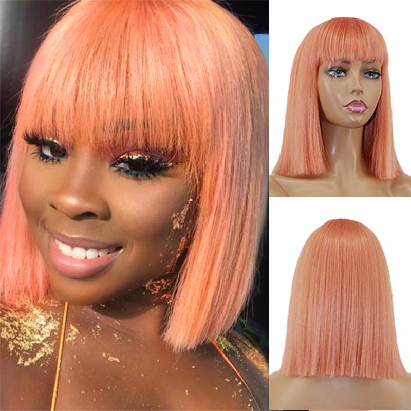 MISS WIG Женский короткий полужелтый черный прямой парик Боб с челкой, парик из синтетического волокна для женщин, повседневная одежда для косплея