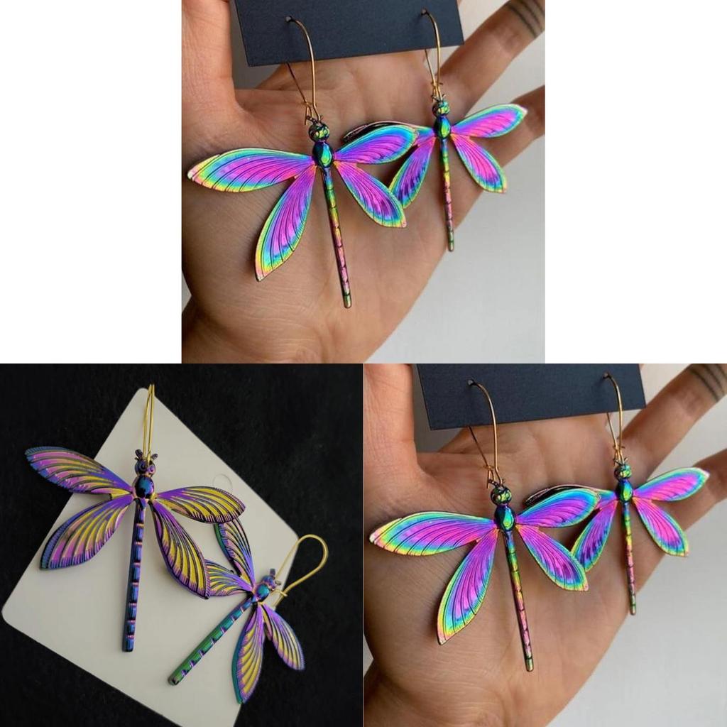 Unique Alloy Water Drop Earrings With Dragonfly Design For Gift Giving
