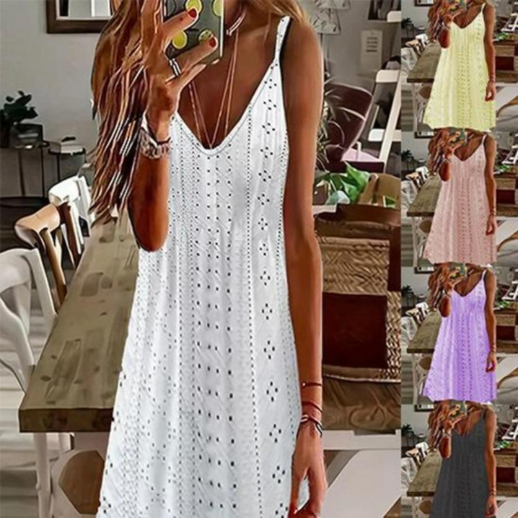 2024 Elegant European American Women Hollow Jacquard Dress