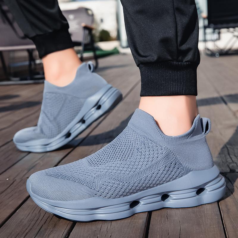 Women's Blue Black Khaki Sport Shoes Men Casual Lightweight Slip on Walking Socks Shoes Couple Jogging Sneakers