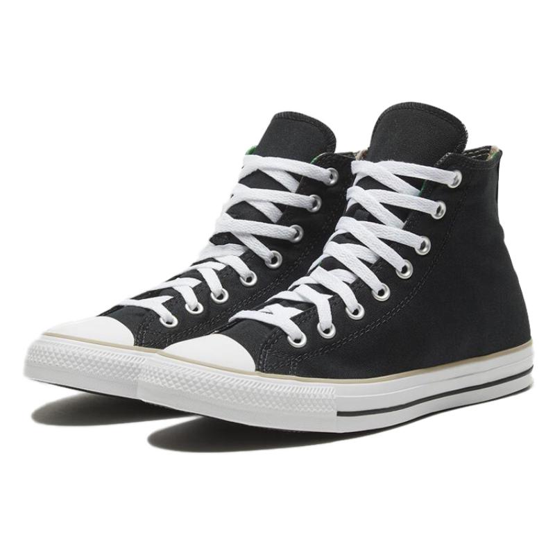 Converse Chuck Taylor All Star Камуфляжная нашивка Винтажные высокие парусиновые кеды Унисекс Черно-белые