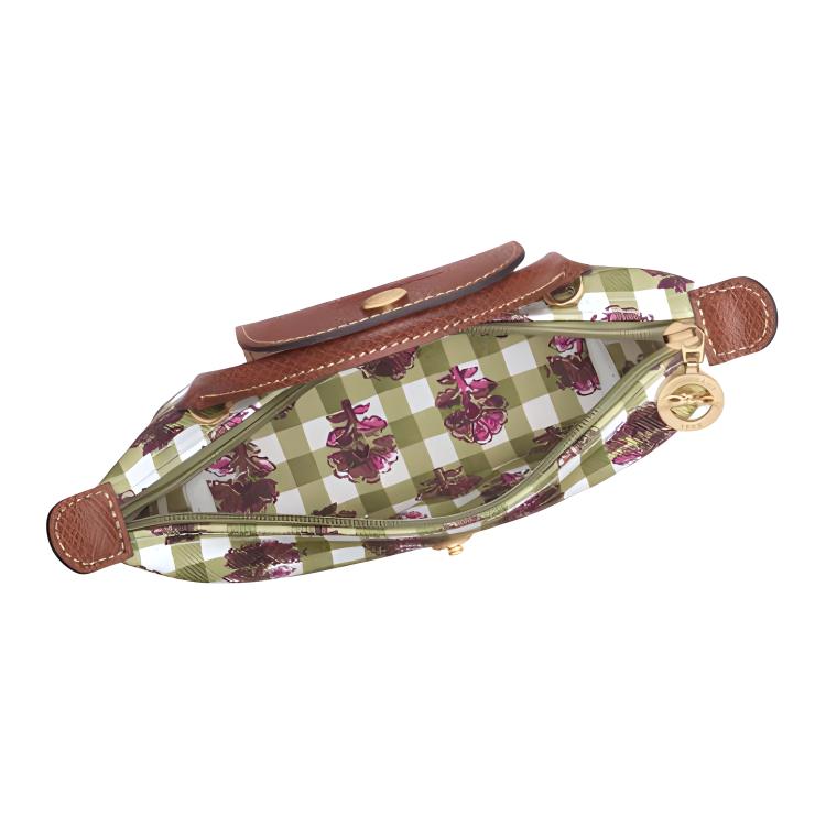 Longchamp Le Pliage Коллекция Классика Клетчатый Рисунок Холст Сумка-пельмень Мини Женская Сумка на Плечо Артишоково-Зеленый 34205HGGM04