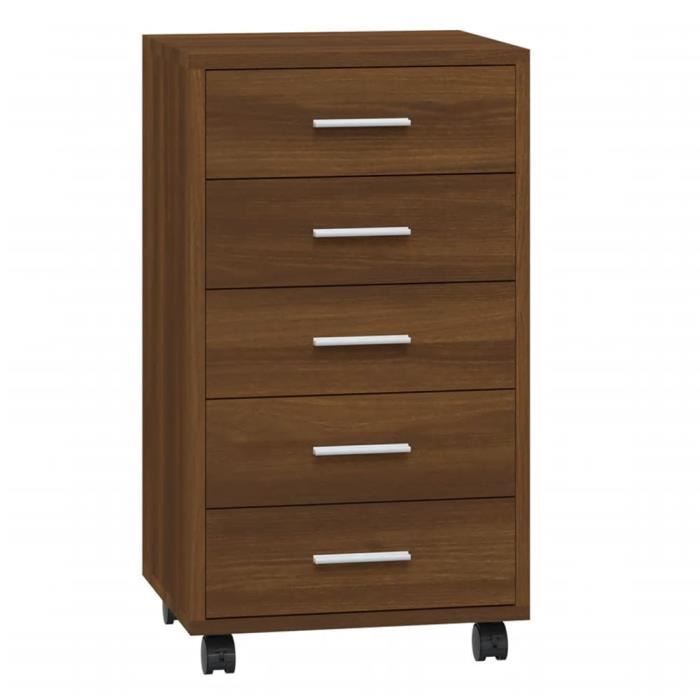 342676 vidaXL Chest of Drawers with Castors Brown Oak Engineered Wood