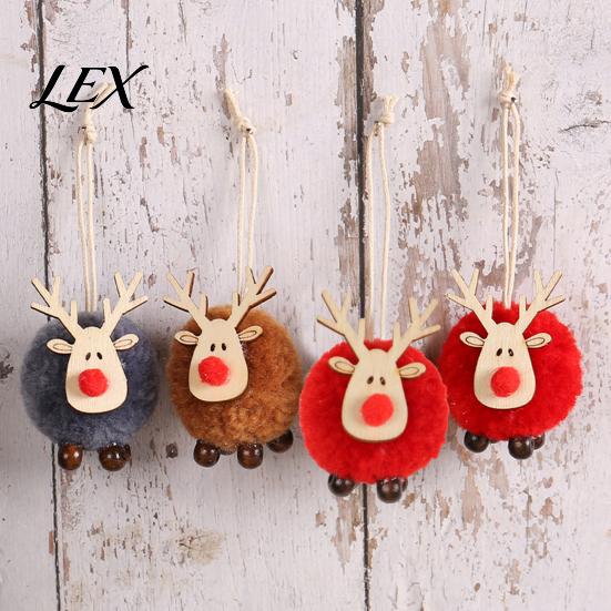 Small Lightweight Xmas Tree Ornaments Christmas Felt Elk Hanging Ornaments, Cute Fuzzy Pom Reindeer Adorable Deer for Windows Pendant, Holiday