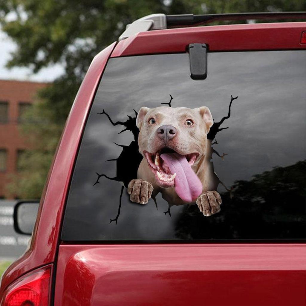 3D Dog Crack Sticker PVC Plastic Sticker Car Window Decal Laptop Funny Decals