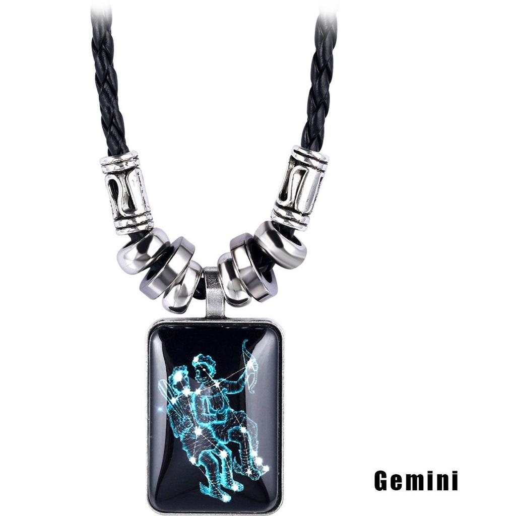 Ladies 12 Zodiac Astrology Design Pendant Necklace Constellation Galaxy