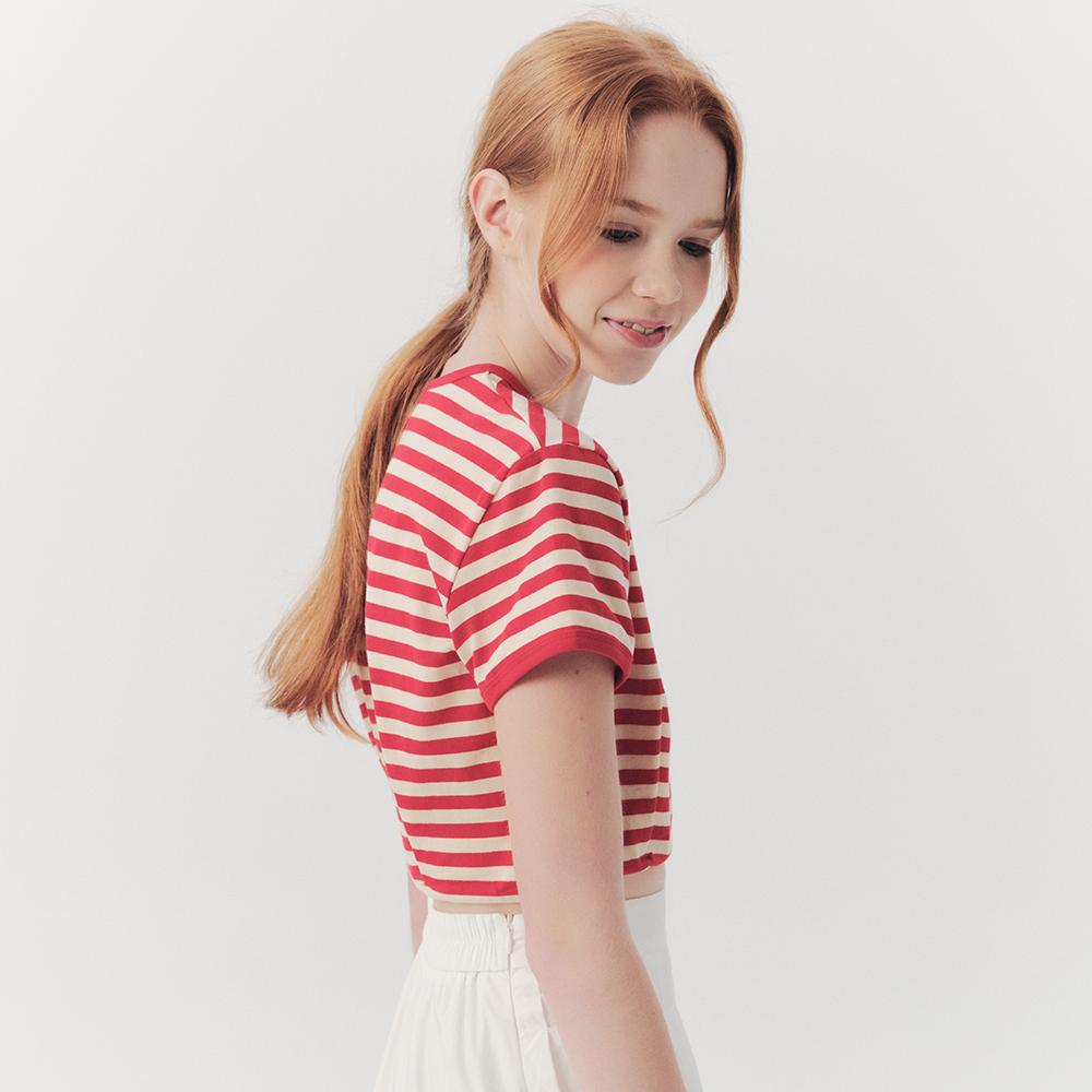 WEDNESDAY DELIGHT Wed_Modern Stripe Crop Top_Red