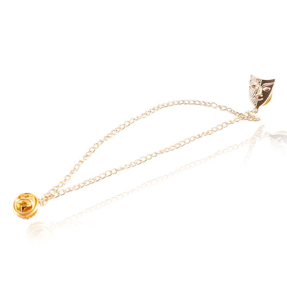Lapel Pins Gold Color Suit Accessories Tassel Brooches Mask Tassel Chain Brooch Women Men Brooch