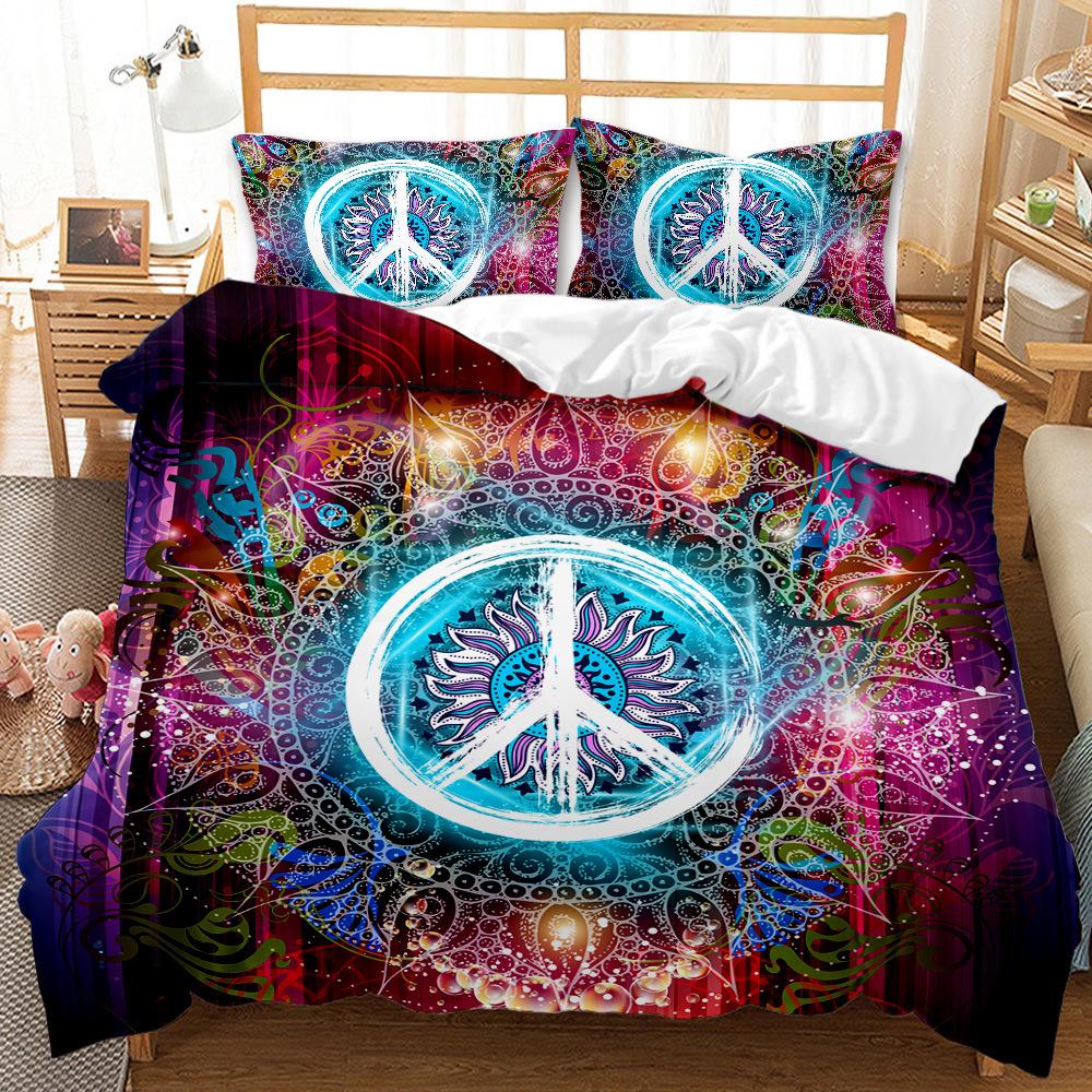 Starry Sky Star Hole Cover Quilt Cover Three-Piece Set Home 3D Printing Digital Bed Sheet