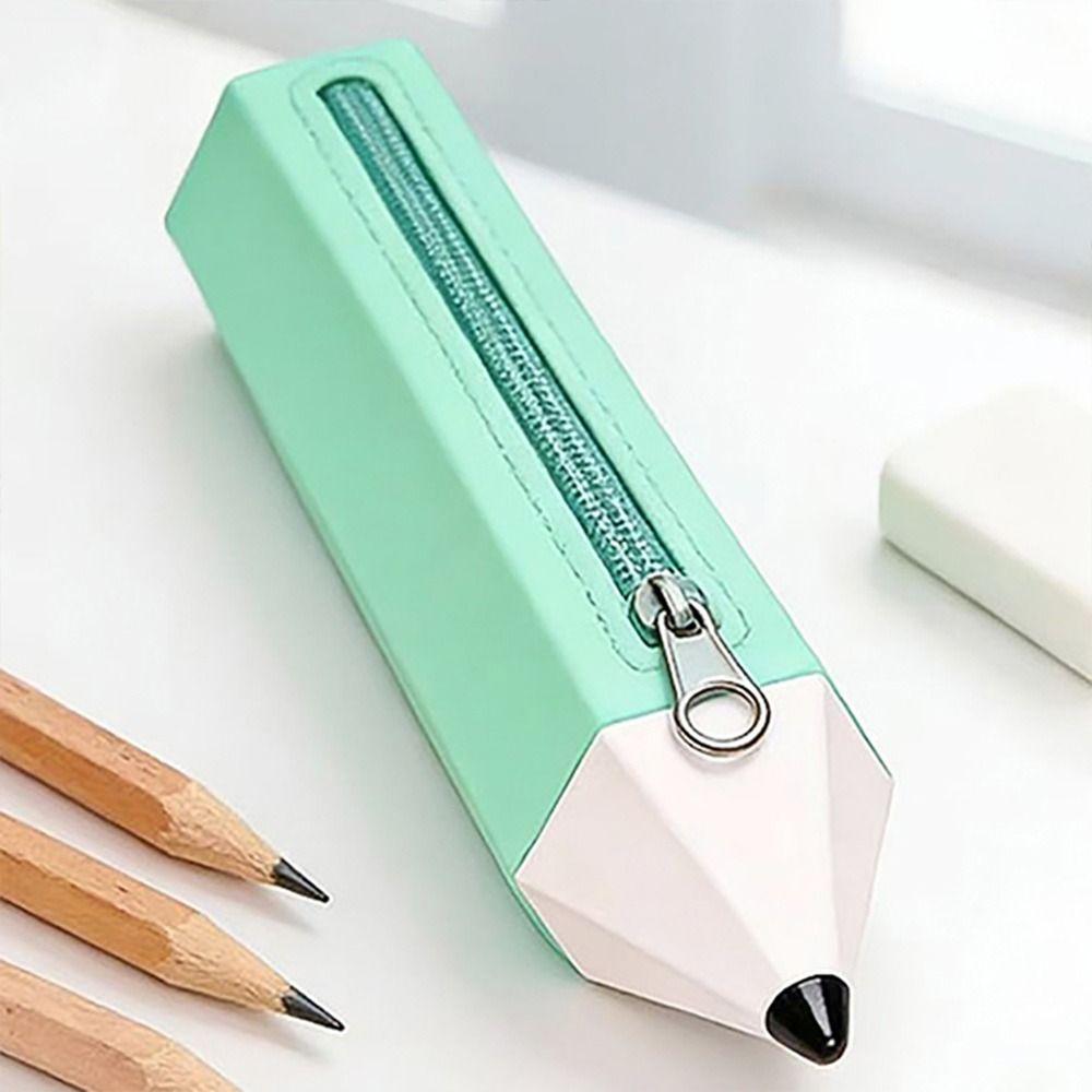 Pencil Shape Pen Bag Silicone Stationery Organizer Multi-functional Stationery Pouch Gift