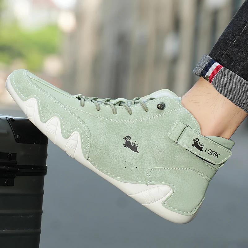Модные мужские кожаные повседневные кроссовки с мягкой подошвой и круглым носком, удобные мокасины для пары, роскошные модные женские ботильоны для походов, белые теннисные ботинки