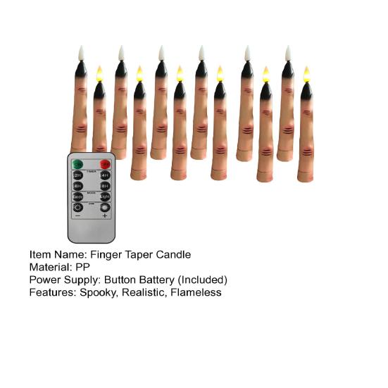 Yousheng Halloween LED Finger Taper Candles Flameless Flickering Finger Candle Sticks Battery Operated Fake Candles with Remote for Holiday Home Decor